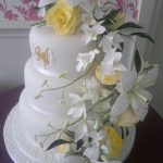 Cascading Wedding Flowers Cake