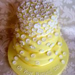 Yellow daisy 3 tier Christening Cake 