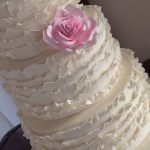 White ruffle wedding cake