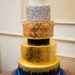 Charlotte - Textures of Gold Leaf, Silver, Rose Gold & Baroque Detail Wedding Cake 