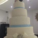 Pale Blue and Lace Wedding Cake
