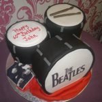 Beatles drum kit birthday cake