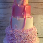 Pink ruffles wedding cake