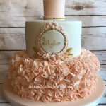 Peach ruffles Christening cake 