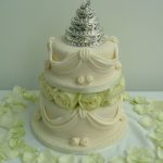 Ivory drapes wedding cake, Lytham St Annes, Lancashire