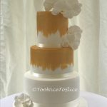 Orchid and Gold Wedding Cake
