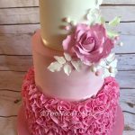 Pretty Pink Rose & Ruffles Wedding Cake 