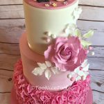Pretty Pink Rose & Ruffles Wedding Cake 