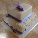 Square Lavender & Lace Wedding Cake