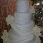 Rachel - Fondant Drapes, Roses & Lace Piping Detail Wedding Cake