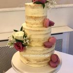 Naked Wedding Cake with Macarons