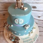 Boys 2 tier Christening cake cute teddies