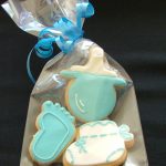 Gift Wrapped Baby Shower or Christening Cookies
Pink or Blue Baby Foot, Bootee & Dummy