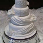 Carla - White Lustre, Fondant Drapes, Roses & Piped Embroidery Wedding Cake